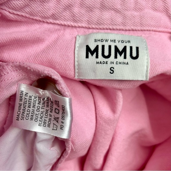 Show Me Your Mumu Pink Denim Range Romper Utility Button Front Jumpsuit Size S - Picture 15 of 15